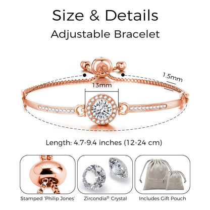 Rose Gold Plated Halo Friendship Bracelet Created with Zircondia® Crystals