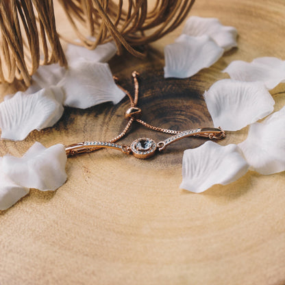 Rose Gold Plated Halo Friendship Bracelet Created with Zircondia® Crystals