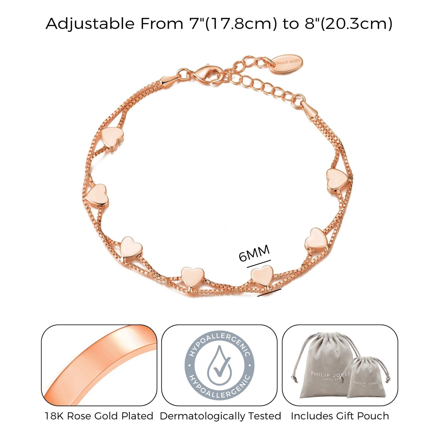 Rose Gold Plated Heart Bracelet