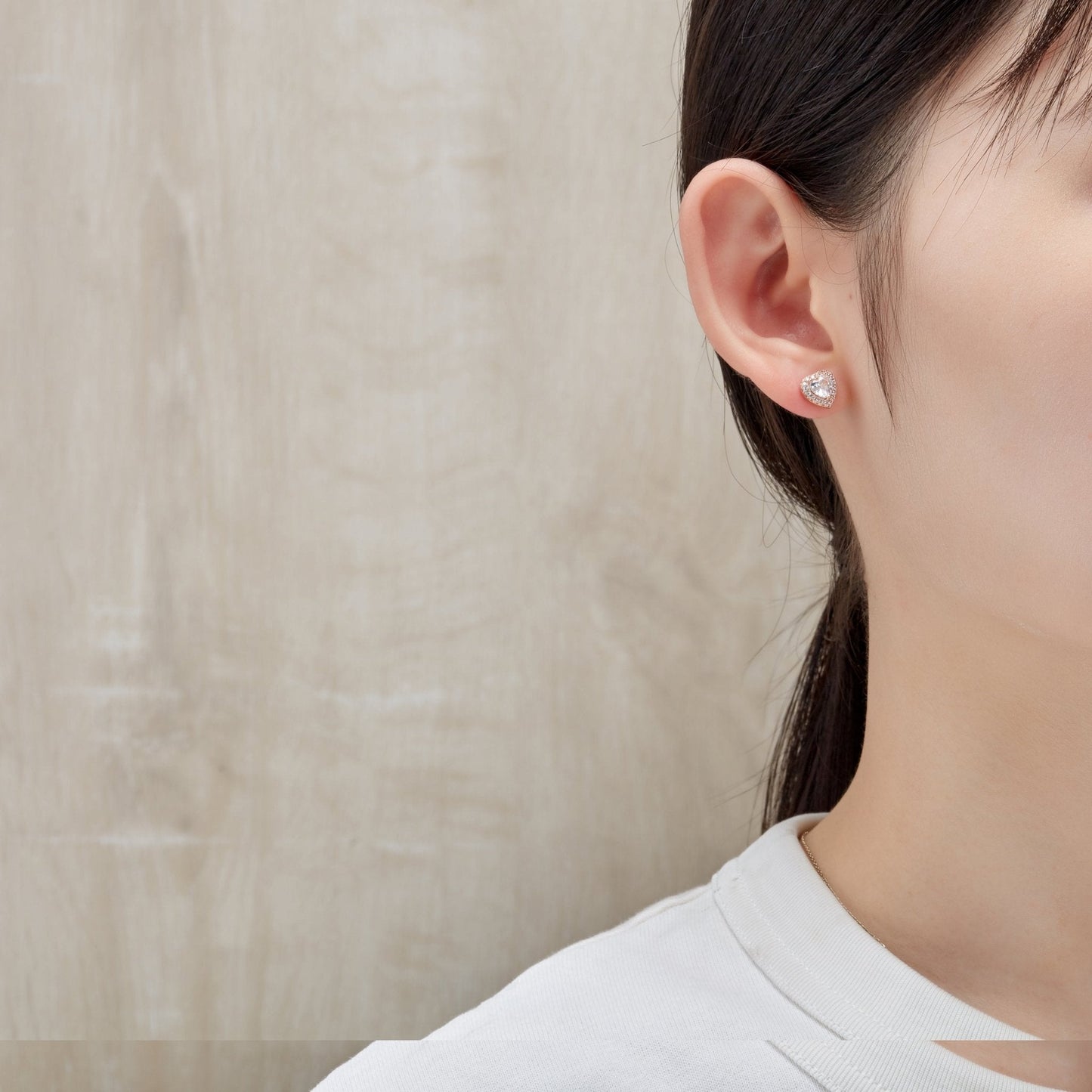 Rose Gold Plated Heart Halo Earrings Created with Zircondia® Crystals