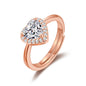 Rose Gold Plated Heart Halo Ring Created with Zircondia® Crystals