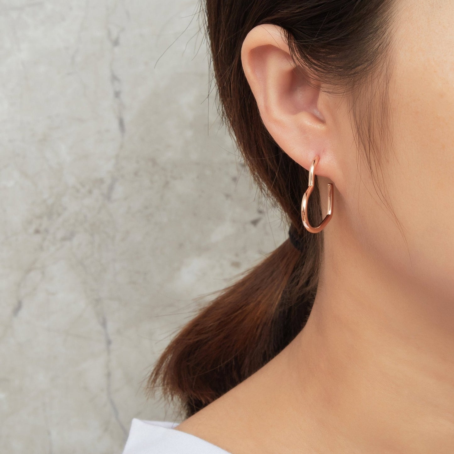 Rose Gold Plated Heart Hoop Earrings