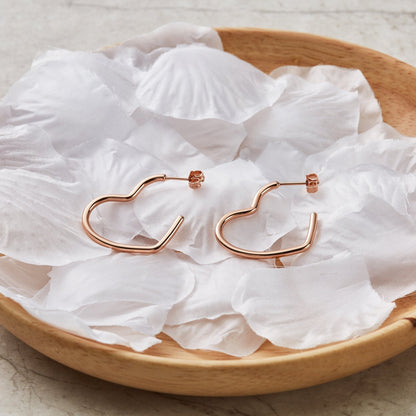 Rose Gold Plated Heart Hoop Earrings