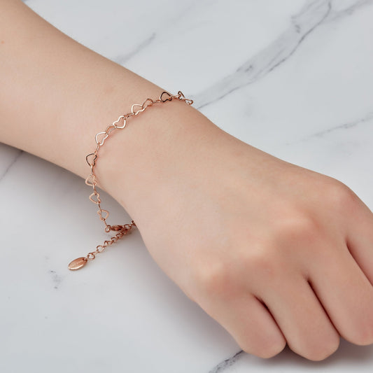 Rose Gold Plated Heart Link Bracelet