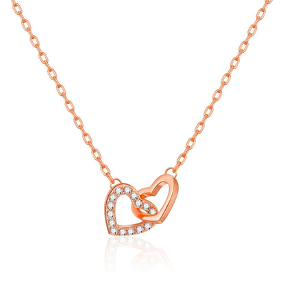 Rose Gold Plated Heart Link Necklace Created with Zircondia® Crystals