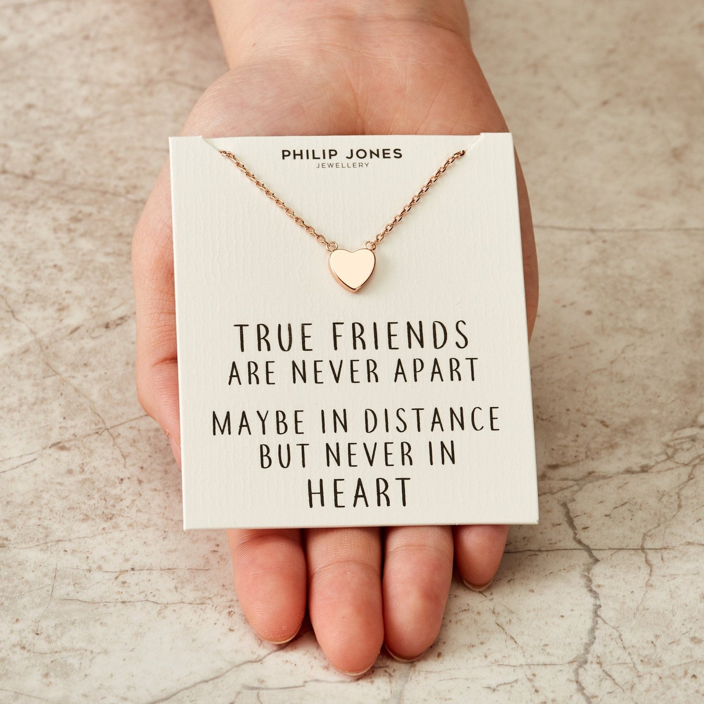 Rose Gold Plated Heart Necklace with Quote Card