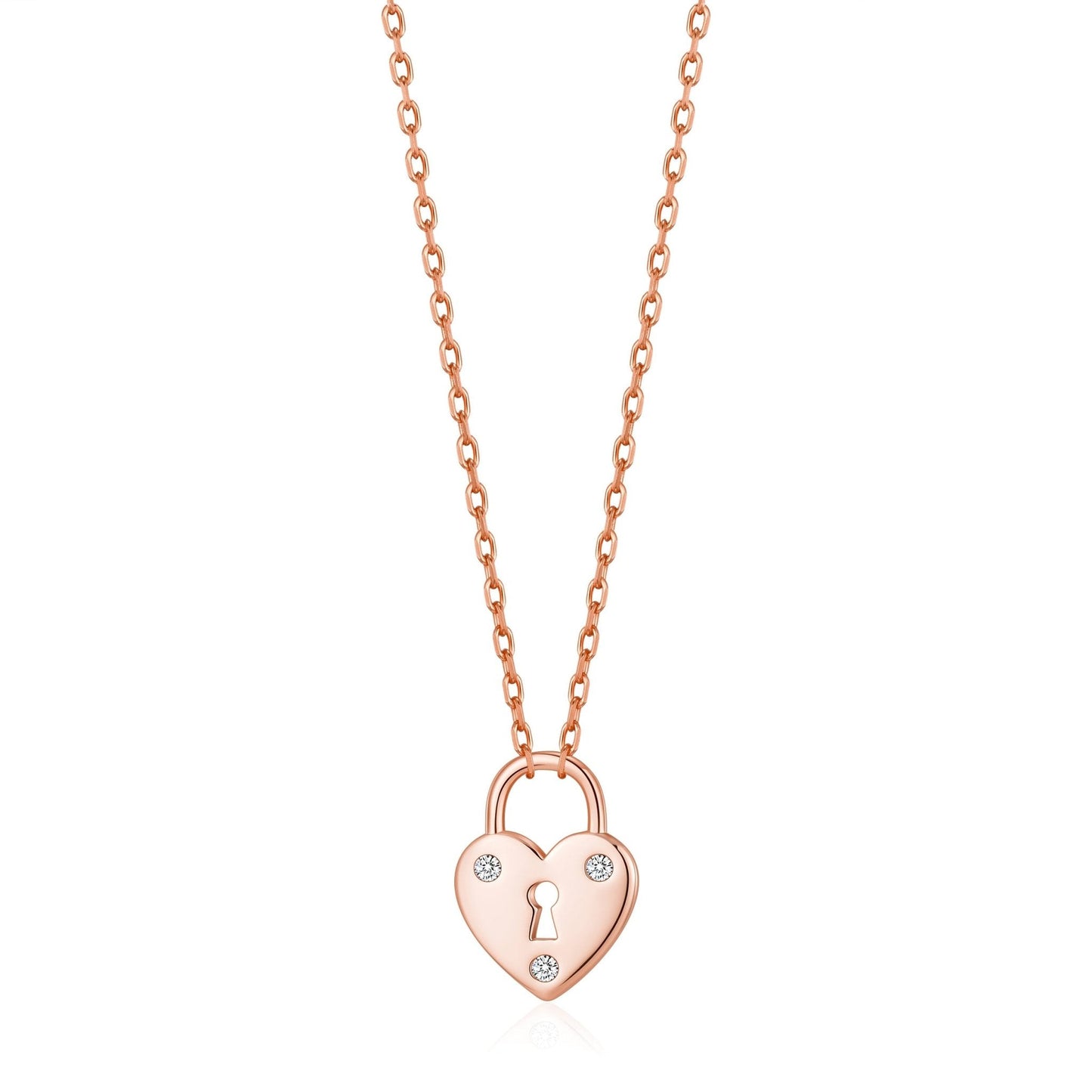 Rose Gold Plated Heart Padlock Necklace Created with Zircondia® Crystals