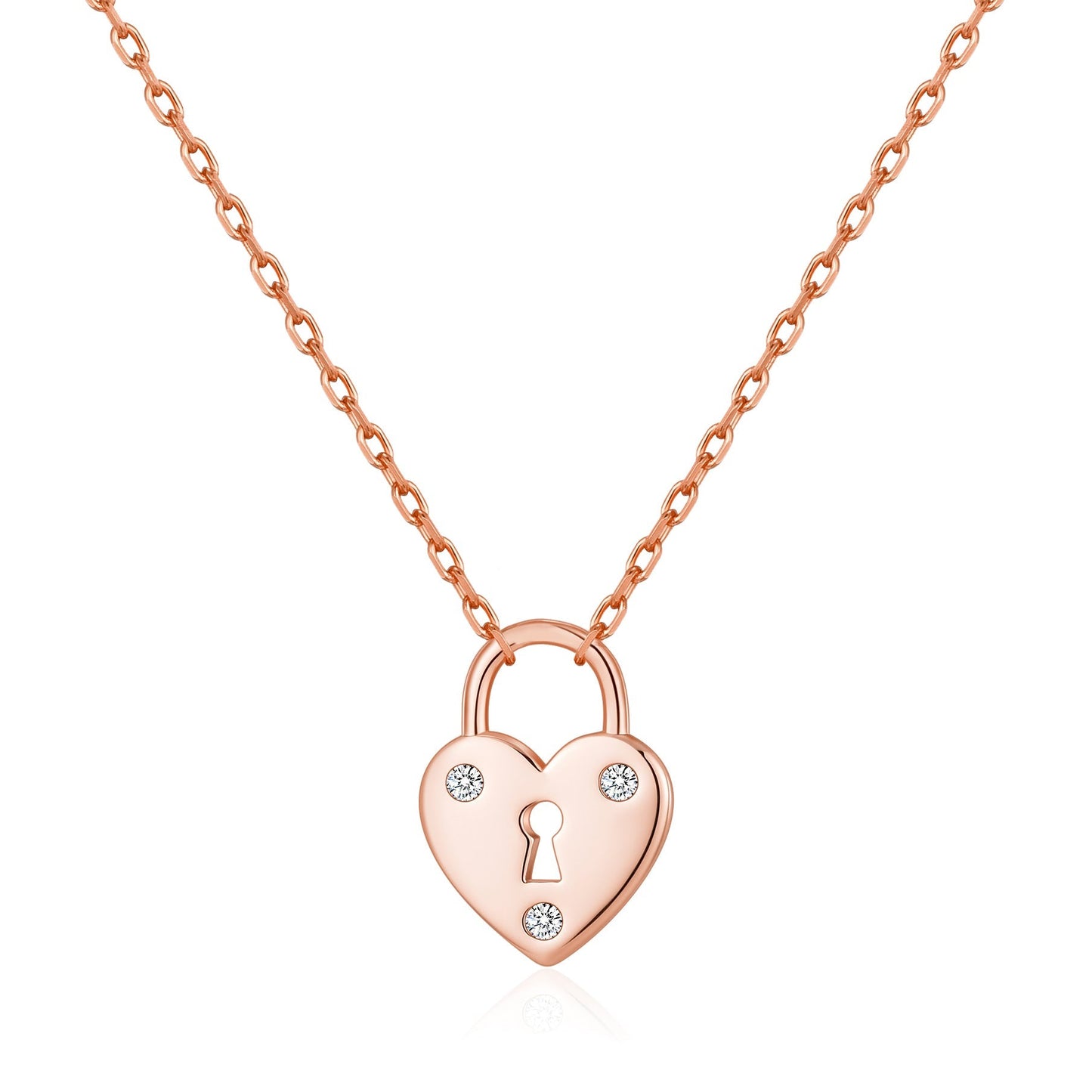 Rose Gold Plated Heart Padlock Necklace Created with Zircondia® Crystals
