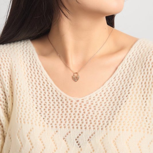 Collier Cadenas Cœur Plaqué Or Rose Orné de Cristaux Zircondia®