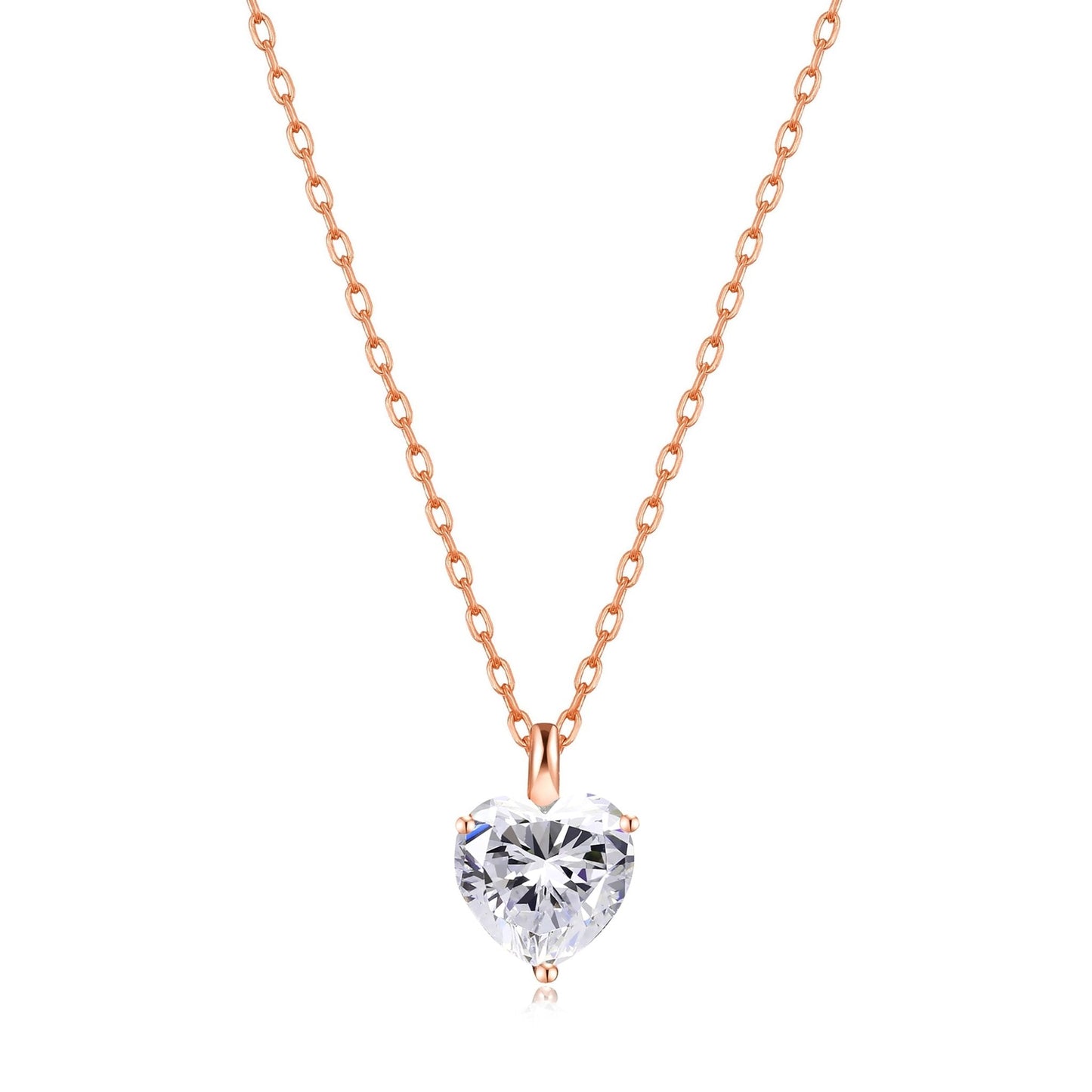 Rose Gold Plated Heart Solitaire Necklace Created with Zircondia® Crystals