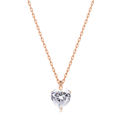 Rose Gold Plated Heart Solitaire Necklace Created with Zircondia® Crystals