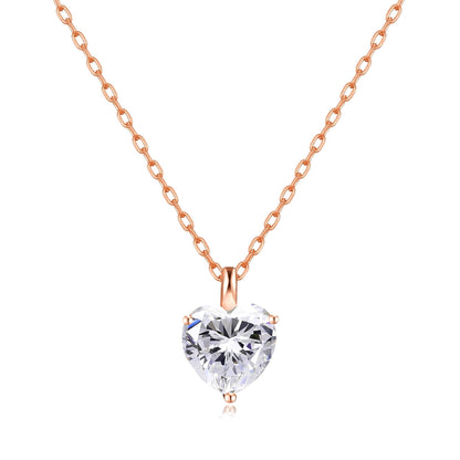Rose Gold Plated Heart Solitaire Necklace Created with Zircondia® Crystals