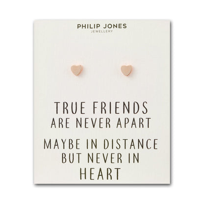 Rose Gold Plated Heart Stud Earrings with Quote Card