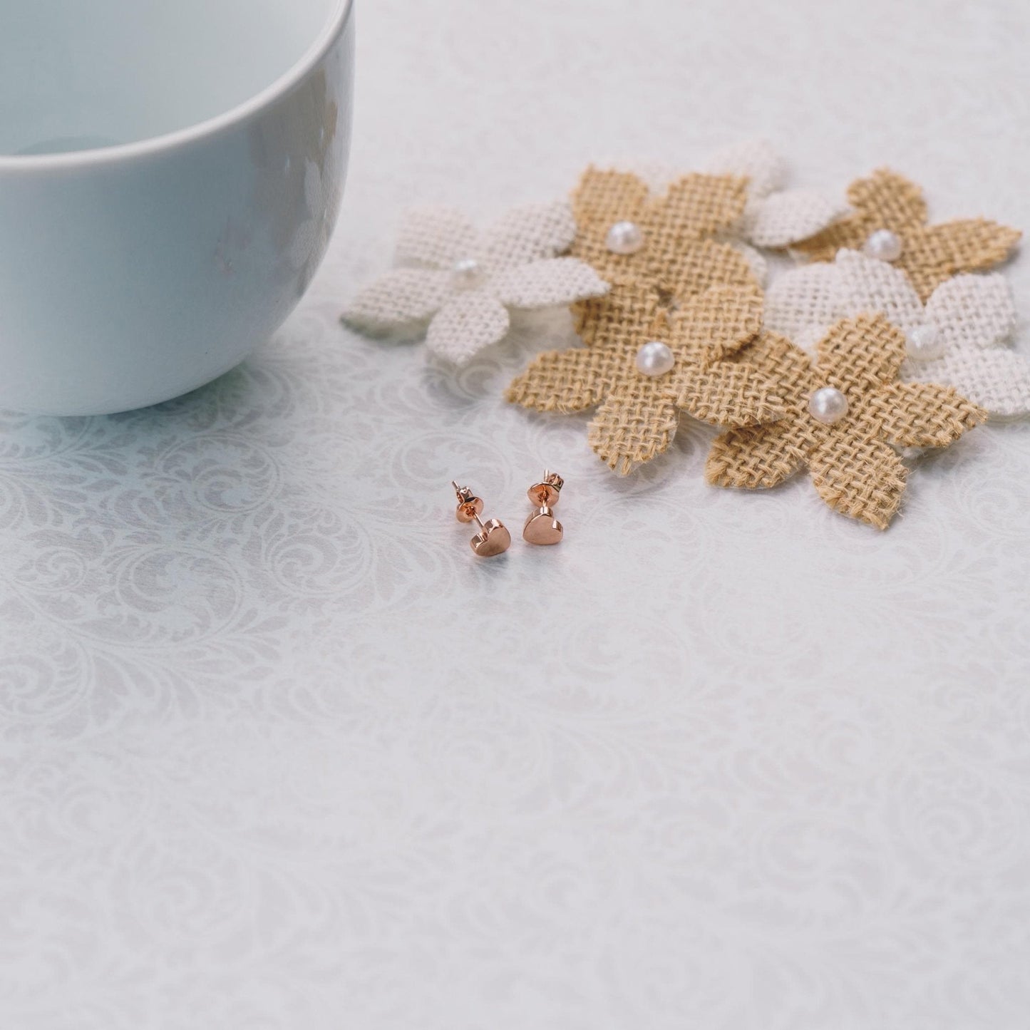 Rose Gold Plated Heart Stud Earrings with Quote Card
