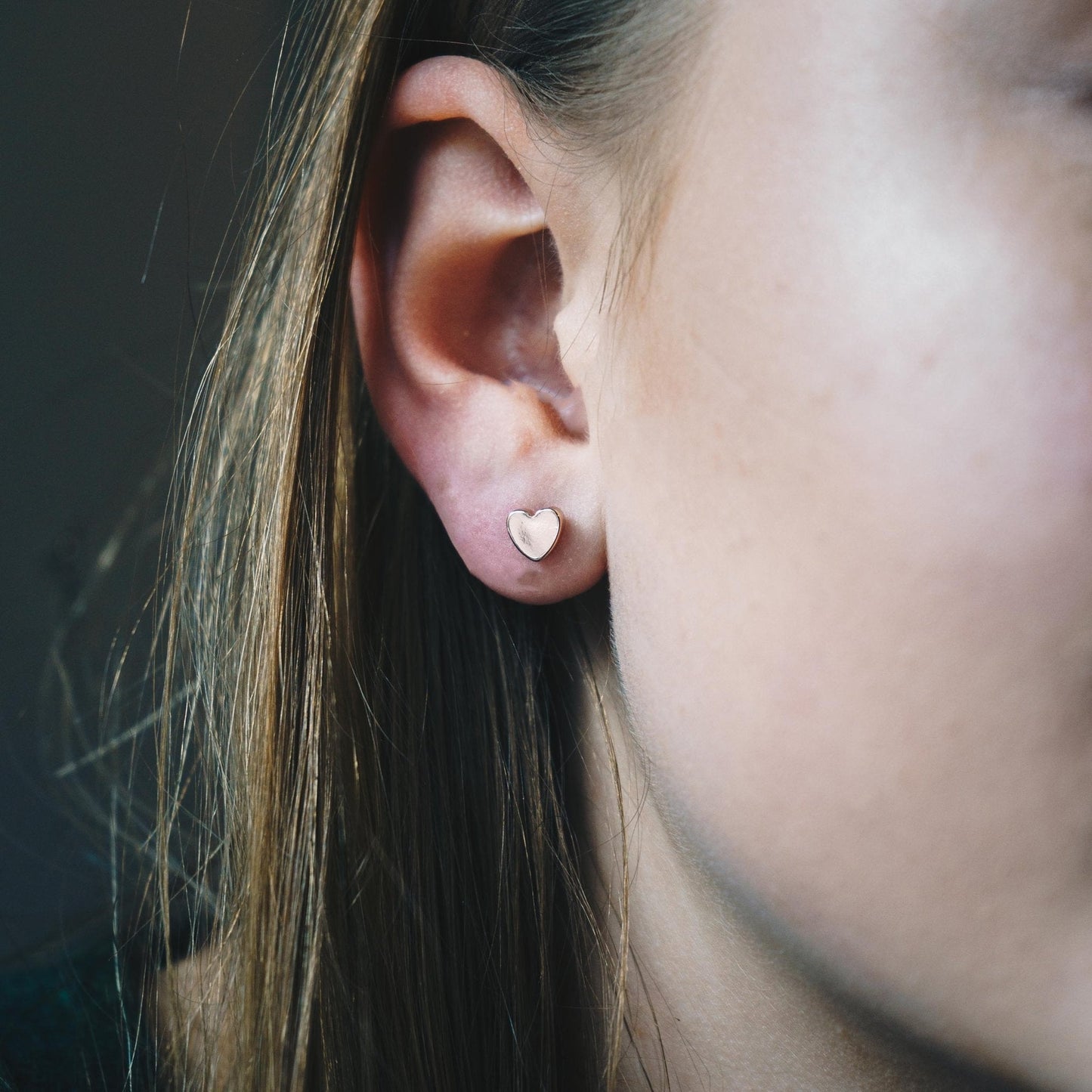 Rose Gold Plated Heart Stud Earrings with Quote Card