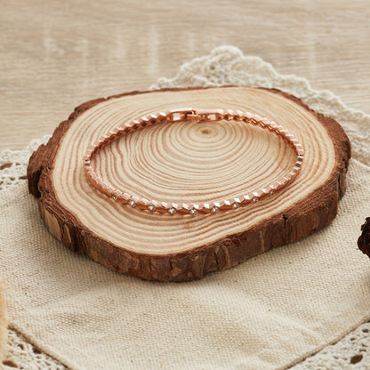 Rose Gold Plated Honeycomb Bangle Created with Zircondia® Crystals (7 Inch)