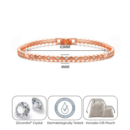 Rose Gold Plated Honeycomb Bangle Created with Zircondia® Crystals (7 Inch)