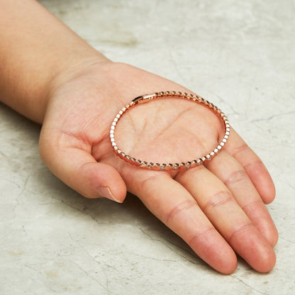 Rose Gold Plated Honeycomb Bangle Created with Zircondia® Crystals (7 Inch)