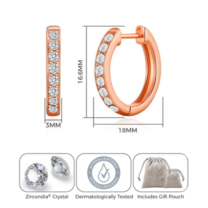 Rose Gold Plated Hoop Earrings Created with Zircondia® Crystals
