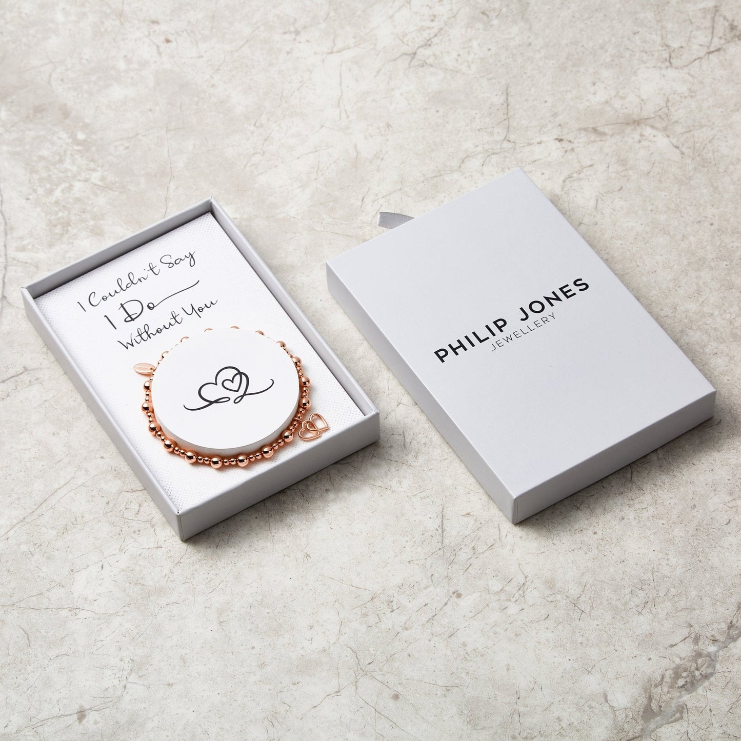 Rose Gold Plated I Couldn't Say i Do Without You Heart Link Stretch Bracelet with Gift Box