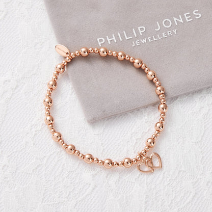 Rose Gold Plated I Couldn't Say i Do Without You Heart Link Stretch Bracelet with Gift Box