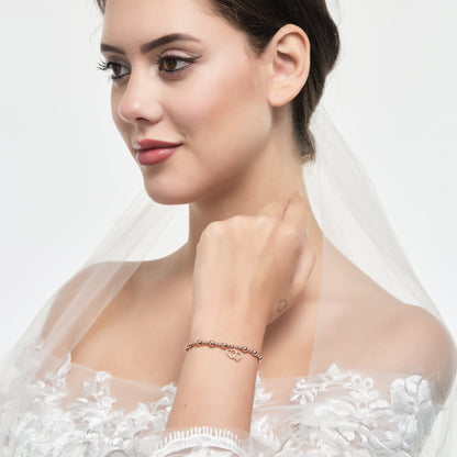 Rose Gold Plated I Couldn't Say i Do Without You Heart Link Stretch Bracelet with Gift Box