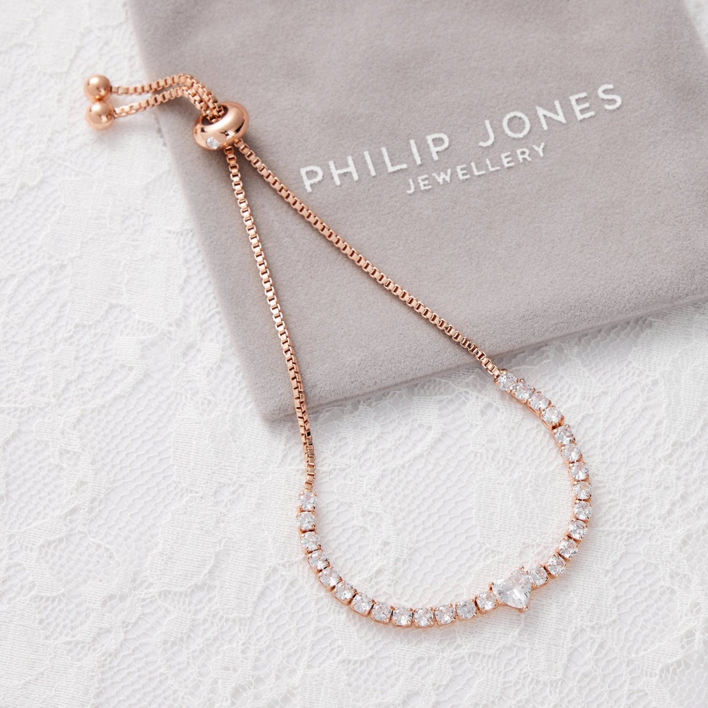 Rose Gold Plated I Couldn't Say I Do Without You Heart Solitaire Bridal Bracelet with Zircondia® Crystals