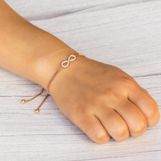 Rose Gold Plated Infinity Friendship Bracelet Created with Zircondia® Crystals