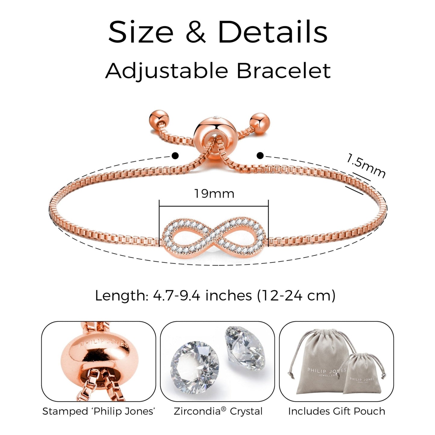 Rose Gold Plated I Couldn't Say I Do Without You Infinity Bridal Bracelet with Zircondia® Crystals