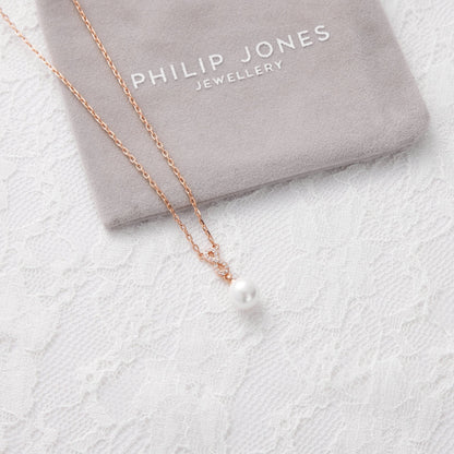 Rose Gold Plated I Couldn't Say I Do Without You Infinity Pearl Bridal Drop Necklace with Zircondia® Crystals