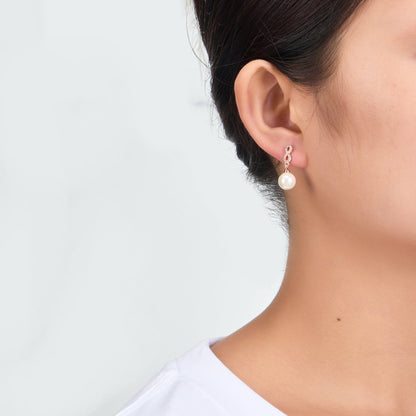 Rose Gold Plated Infinity Pearl Drop Set Created with Zircondia® Crystals