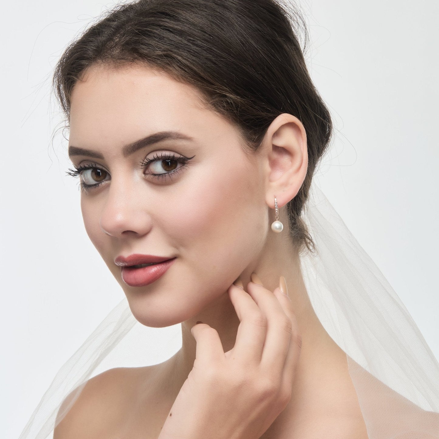 Rose Gold Plated I Couldn't Say I Do Without You Pearl Drop Bridal Earrings Created with Zircondia® Crystals