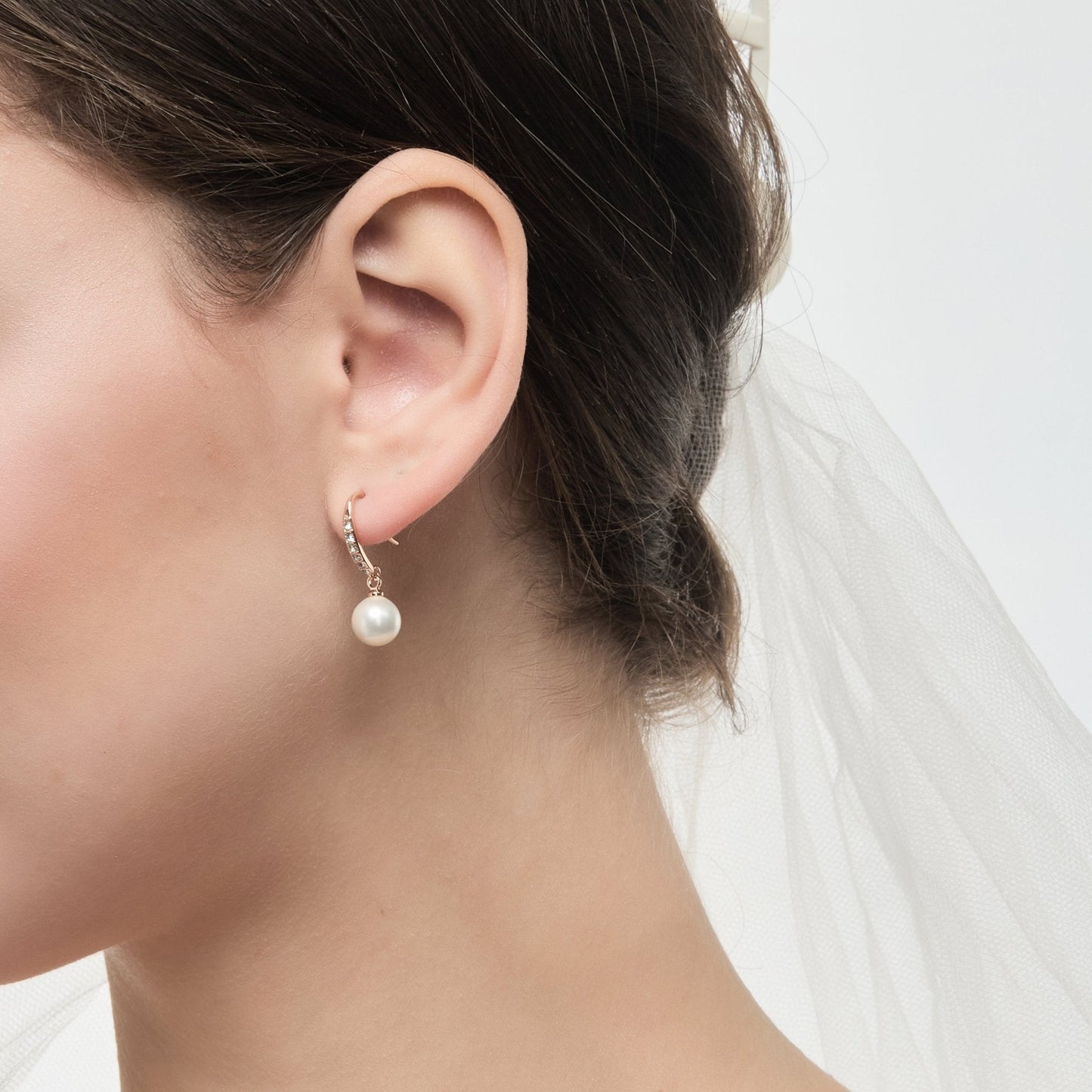 Rose Gold Plated I Couldn't Say I Do Without You Pearl Drop Bridal Earrings Created with Zircondia® Crystals