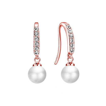 Rose Gold Plated I Couldn't Say I Do Without You Pearl Drop Bridal Earrings Created with Zircondia® Crystals