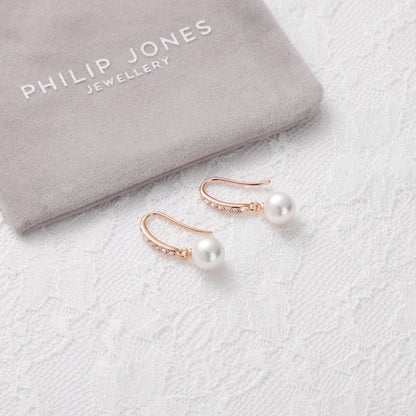 Rose Gold Plated I Couldn't Say I Do Without You Pearl Drop Bridal Earrings Created with Zircondia® Crystals