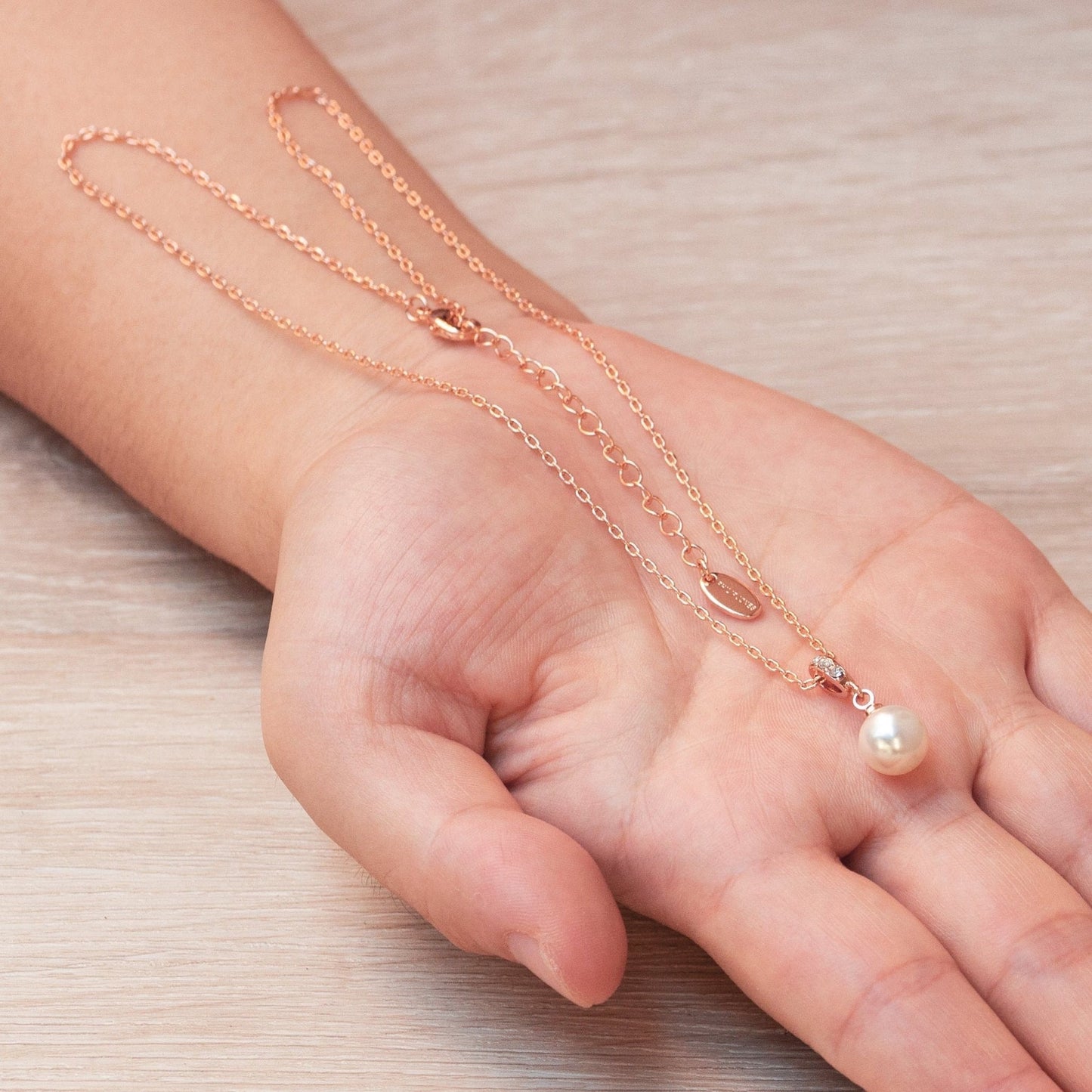 Rose Gold Plated I Couldn't Say I Do Without You Pearl Drop Bridal Necklace Created with Zircondia® Crystals