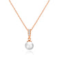Rose Gold Plated Pearl Drop Necklace Created with Zircondia® Crystals