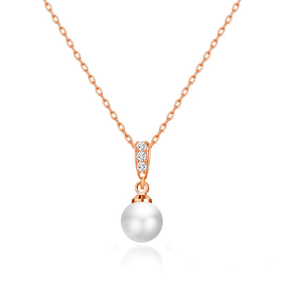 Rose Gold Plated I Couldn't Say I Do Without You Pearl Drop Bridal Necklace Created with Zircondia® Crystals