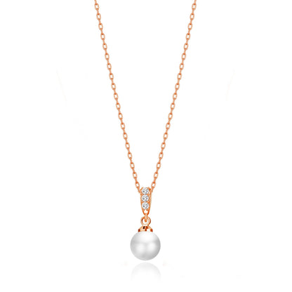 Rose Gold Plated I Couldn't Say I Do Without You Pearl Drop Bridal Necklace Created with Zircondia® Crystals