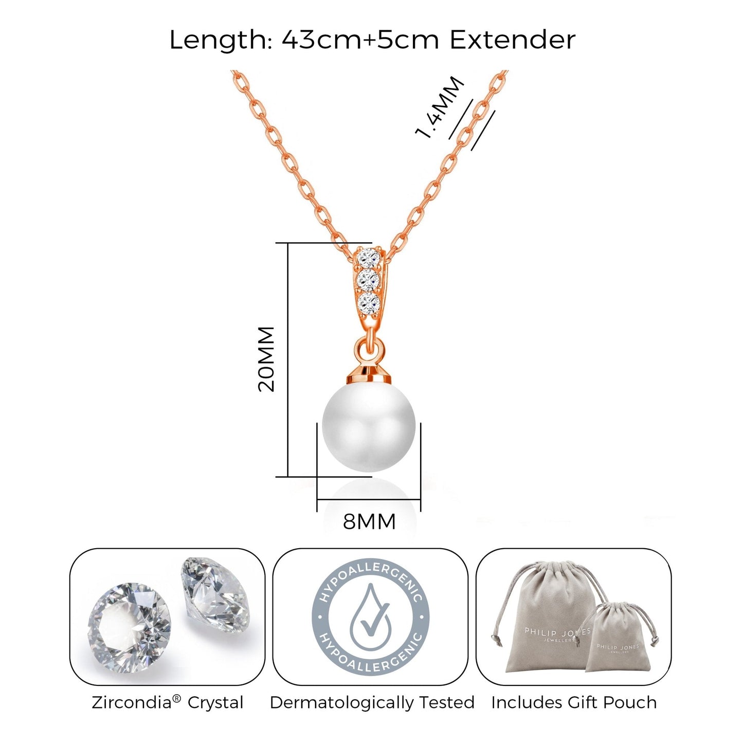 Collier de mariée en perles plaqué or rose « I Couldn't Say I Do Without You » orné de cristaux Zircondia®