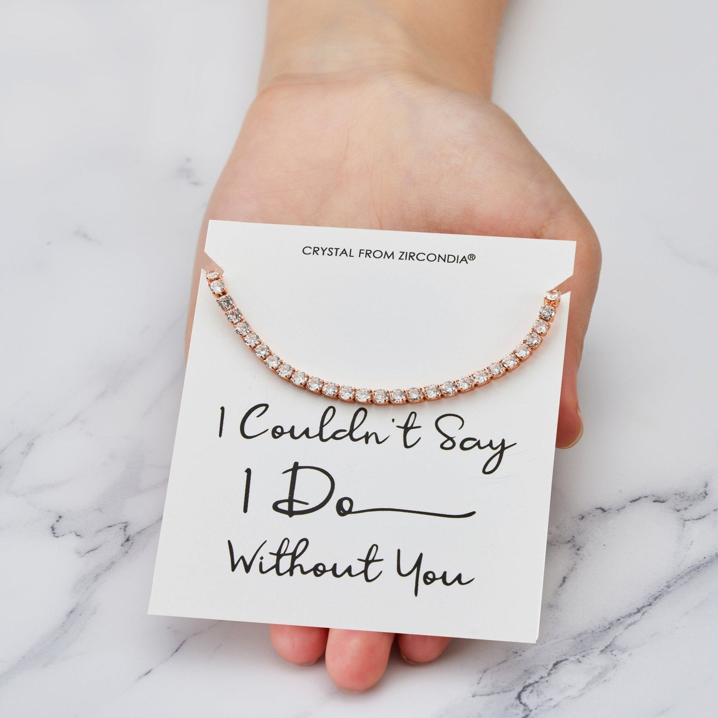 Rose Gold Plated I Couldn't Say I Do Without You Solitaire Bridal Bracelet Created with Zircondia® Crystals