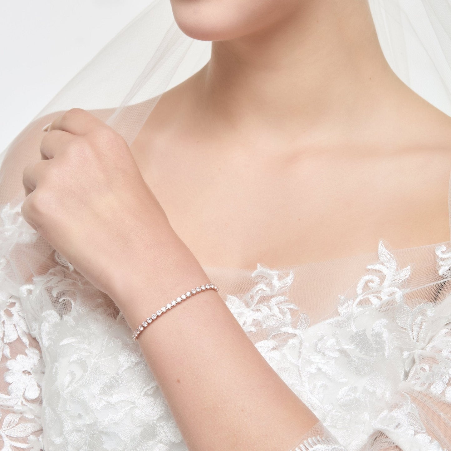 Rose Gold Plated I Couldn't Say I Do Without You Solitaire Bridal Bracelet Created with Zircondia® Crystals