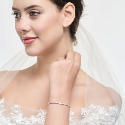 Rose Gold Plated I Couldn't Say I Do Without You Solitaire Bridal Bracelet Created with Zircondia® Crystals