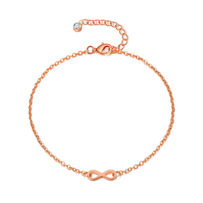 Rose Gold Plated Infinity Anklet Created with Zircondia® Crystals