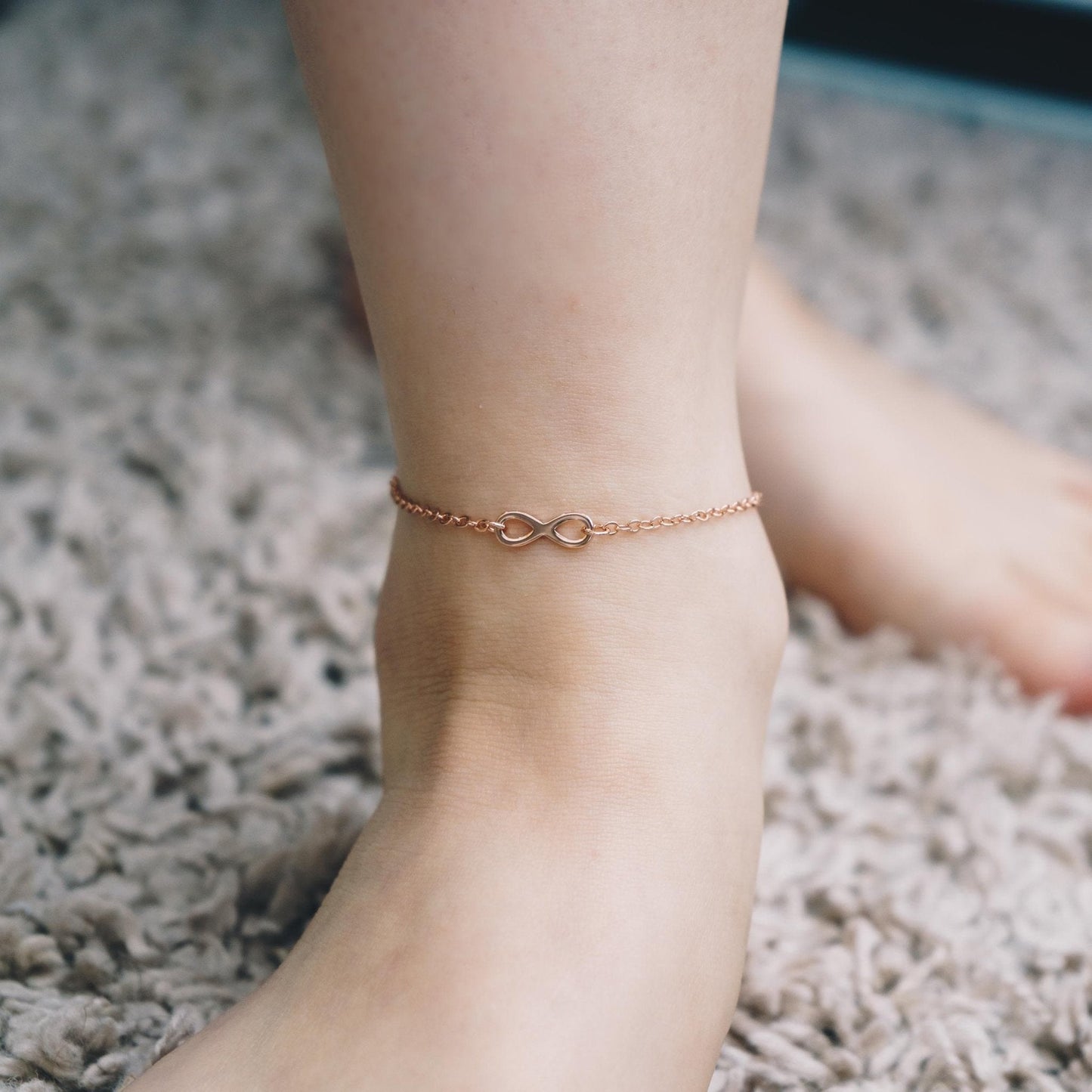 Rose Gold Plated Infinity Anklet Created with Zircondia® Crystals