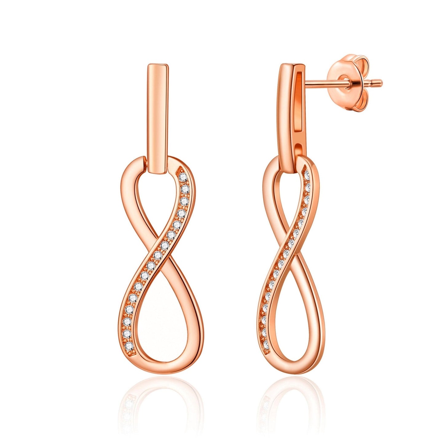 Rose Gold Plated Infinity Drop Earrings Created with Zircondia® Crystals