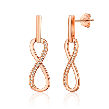 Rose Gold Plated Infinity Drop Earrings Created with Zircondia® Crystals
