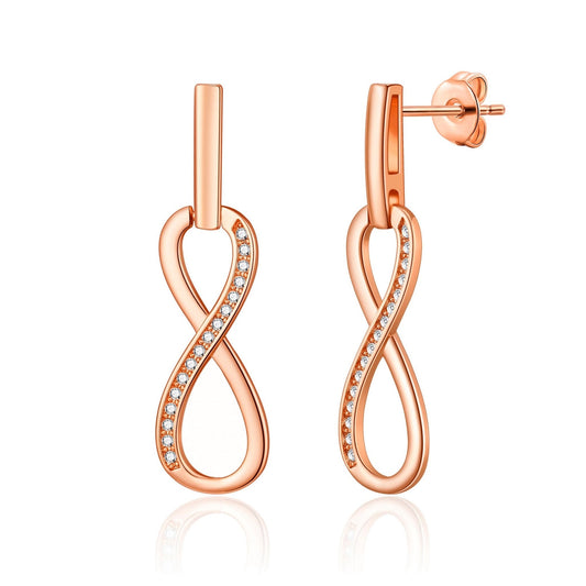 Rose Gold Plated Infinity Drop Earrings Created with Zircondia® Crystals
