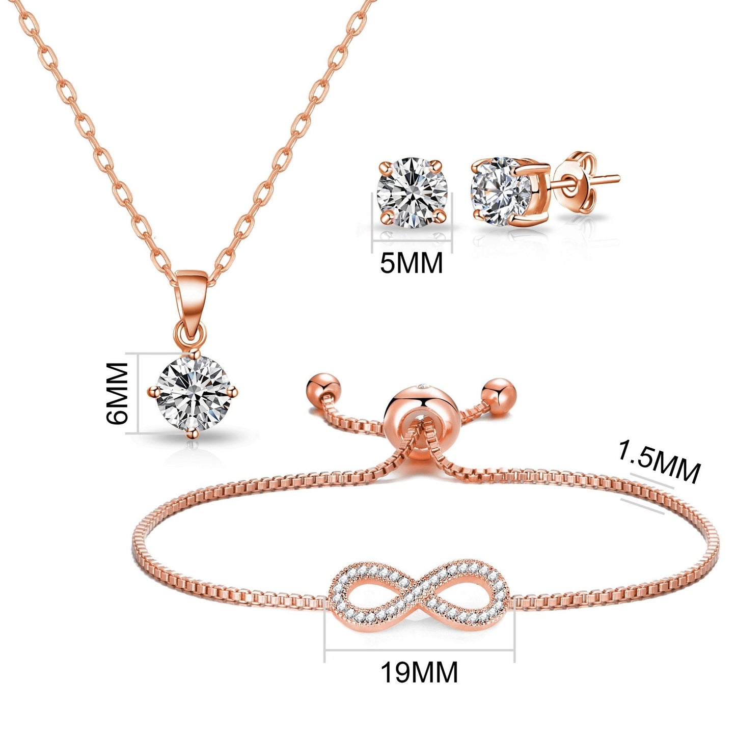 Rose Gold Plated Infinity Friendship Set Created with Zircondia® Crystals