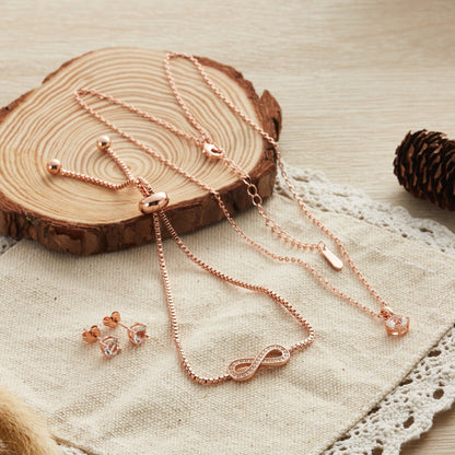 Rose Gold Plated Infinity Friendship Set Created with Zircondia® Crystals